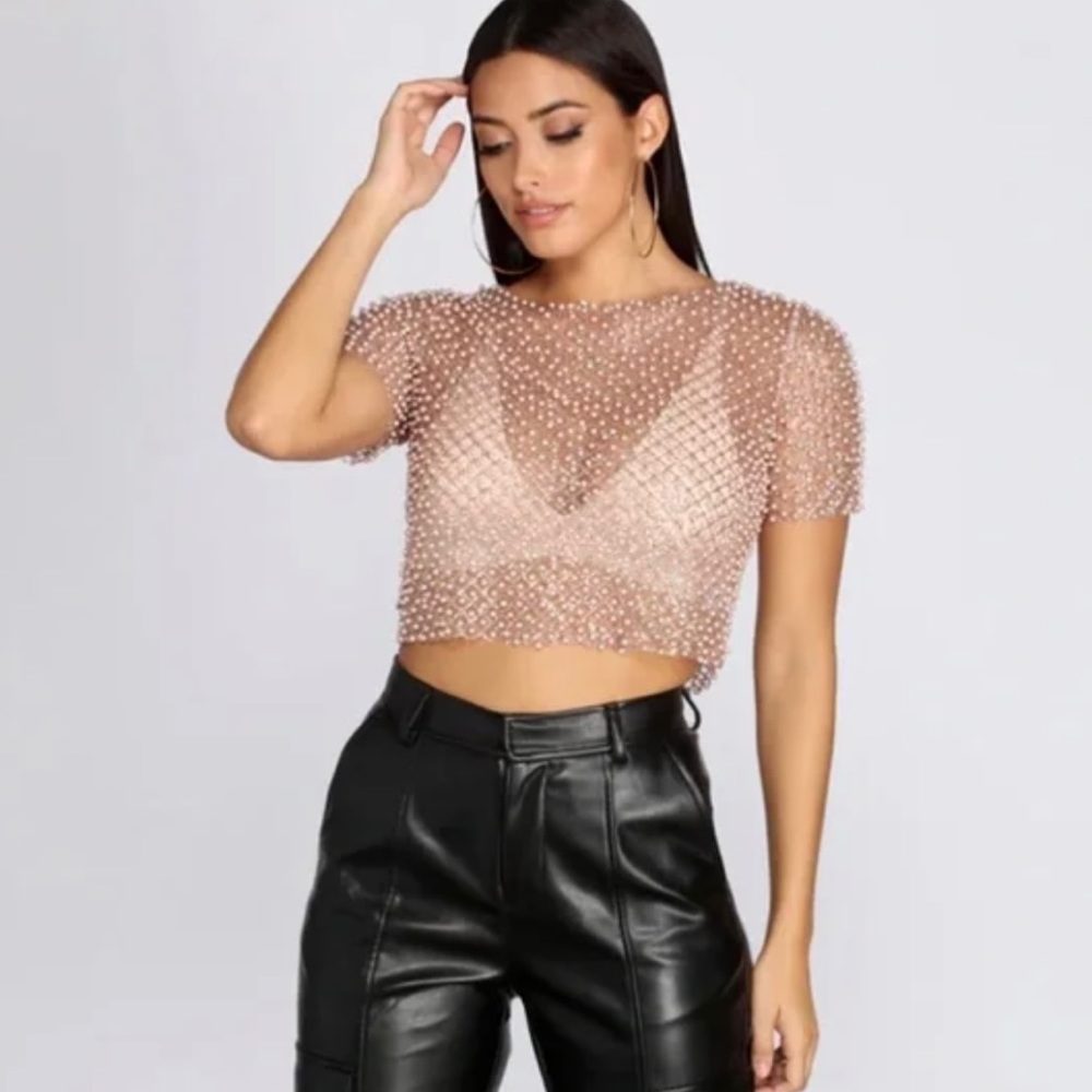 Windsor beaded cropped top